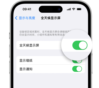 华南热作学院苹果15预约维修分享iPhone15如何设置全天候显示屏幕可见 